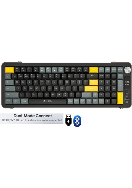 Sessiz Ofis Klavye Bluetooth/2.4g Kablosuz Klavye Bağlantı Ayaklı Ses Kontrollü Ofis Gaming Klavye