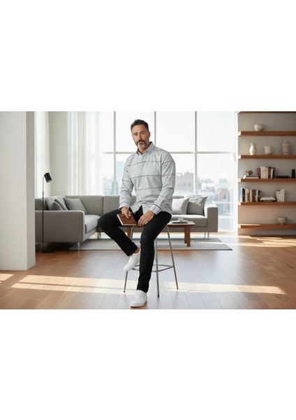 Klasik %100 Cotton Uzun Kollu Terletmeyen Kışlık 2 Renkli Çizgili Gömlek (Regular Kalıp) fiyatları