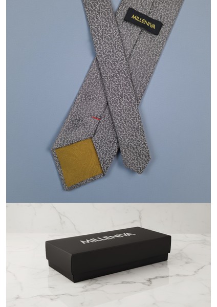 Mikro Desen Gri Kravat & Mendil modelleri