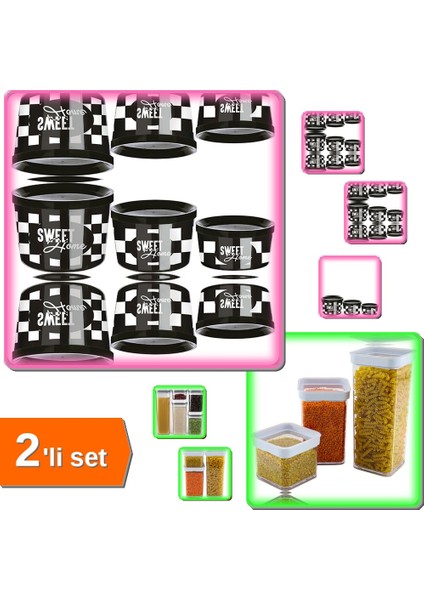 Vakumlu Kare Saklama Kabı 1 Litre + 3 Boy Iç Içe Geçmeli Saklama Kabı - Yer Tasarruflu NV8F2K