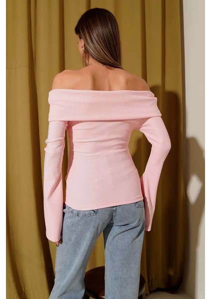 Nrtmsa Omzu Açık Fermuarlı Bluz Pembe T4330 (Beden: L) fiyatları