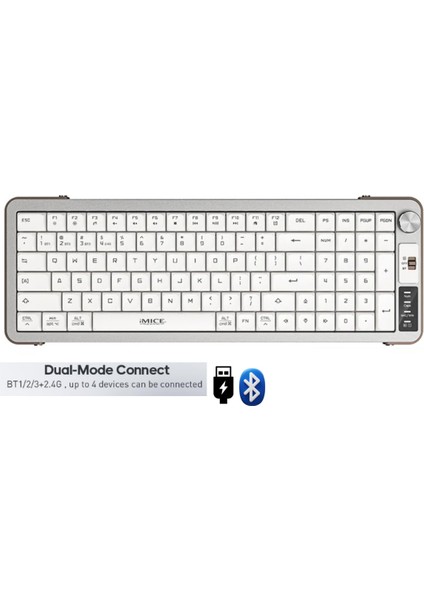 Sessiz Ofis Klavye Bluetooth/2.4g Kablosuz Klavye Bağlantı Ayaklı Ses Kontrollü Ofis Gaming Klavye