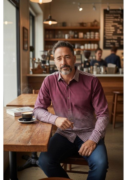 Klasik %100 Cotton Uzun Kollu Terletmeyen Kışlık Flanel Kumaş Kareli Gömlek (Regular Kalıp)