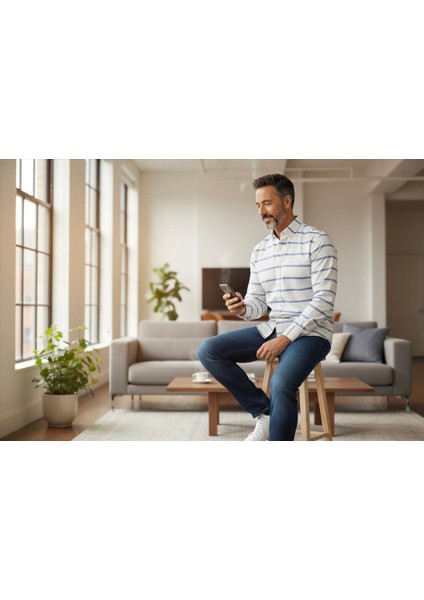 Klasik %100 Cotton Uzun Kollu Terletmeyen Kışlık 2 Renkli Çizgili Gömlek (Regular Kalıp) fiyatları