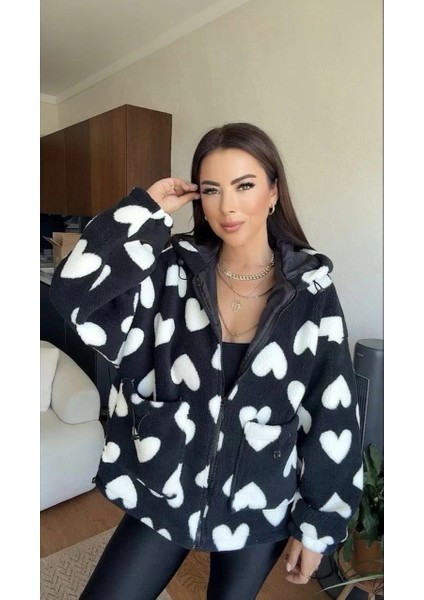 Nrtmsa Kalpli Peluş Ceket Içi Astarlı Siyahbeyaz (Beden: Standart)