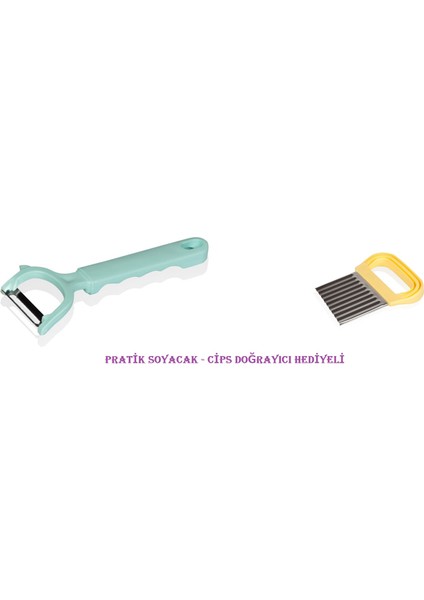Tırtıklı Patates Sebze Kesme Bıçağı + Pratik Soyacak - Cips Doğrayıcı Hediyeli - 2li Set P5E9Z0 fiyatları
