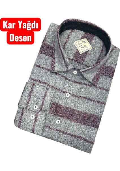 Klasik %100 Cotton Uzun Kollu Terletmeyen Kışlık 2 Renkli Çizgili Gömlek (Regular Kalıp) modelleri