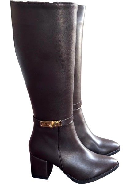 Nrtmsa Jeoli Kahverengi Cilt Topuklu Çizme (Numara: 36)