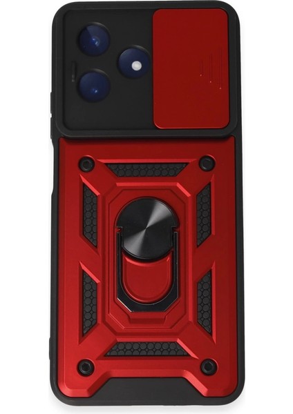 Realme C53 Kılıf Pars Lens Yüzüklü Silikon - Kırmızı