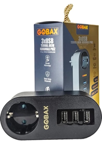 Gobax Termal Akım Korumalı Akıllı Priz 3xusb Li, Çocuk Korumalı, LED Işıklı, Yüksek Isıya Dayanıklı (5358) fiyatları