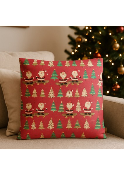 Santa Dreams Yılbaşı Noel Baba ve Çam Ağacı Desenli Dijital Baskılı Kırlent Kılıfı 44X44 cm fiyatları