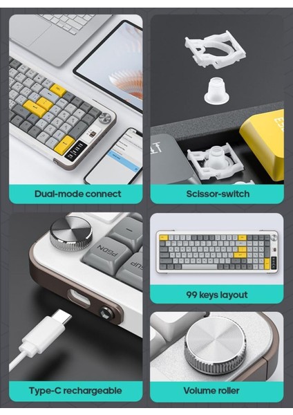 Sessiz Ofis Klavye Bluetooth/2.4g Kablosuz Klavye Bağlantı Ayaklı Ses Kontrollü Ofis Gaming Klavye fırsatları