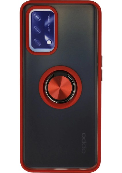 Oppo A74 4g Kılıf Montreal Yüzüklü Silikon Kapak - Kırmızı