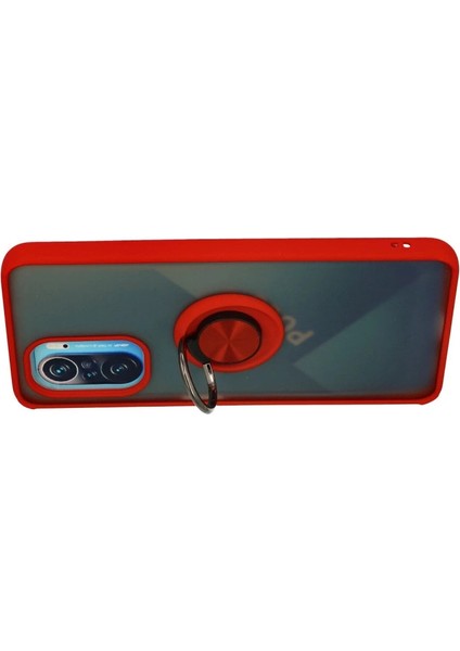 Xiaomi Redmi K40 Kılıf Montreal Yüzüklü Silikon Kapak - Kırmızı modelleri