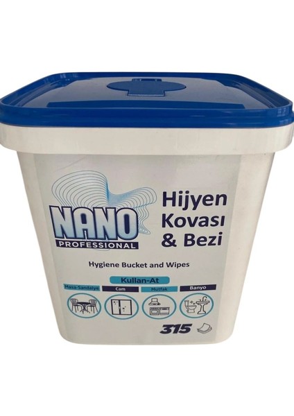 Nano Professıonal Hijyen Yüzey Islak Temizlik Havlusu Kova Mendil 315 Adet