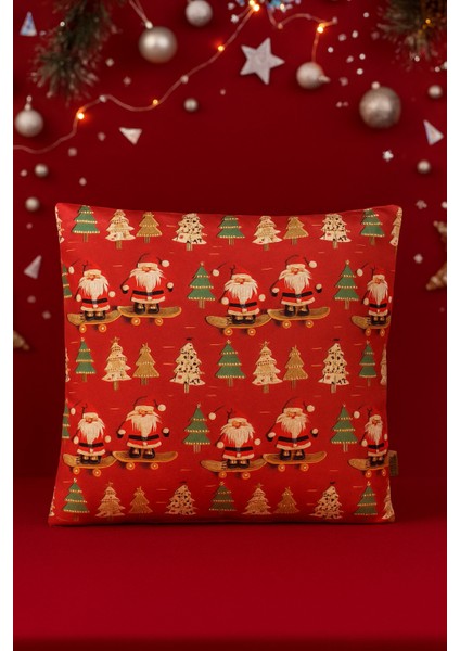 Santa Dreams Yılbaşı Noel Baba ve Çam Ağacı Desenli Dijital Baskılı Kırlent Kılıfı 44X44 cm fırsatları