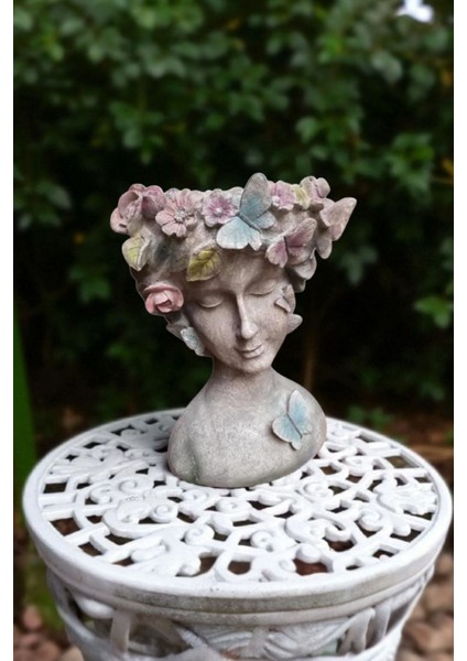 Dekoratif Çiçek Saçlı Kadın Saksı