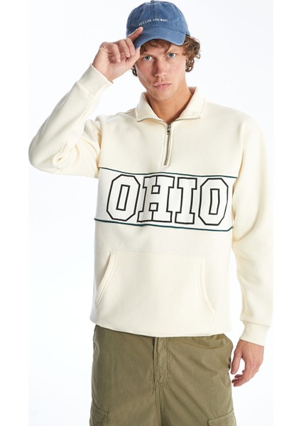 Yeni Sezon Dik Yaka Uzun Kollu Baskılı Erkek Kalın Sweatshirt fiyatları