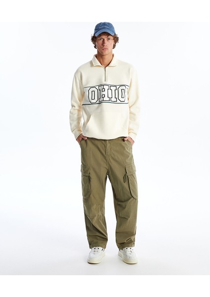 Yeni Sezon Dik Yaka Uzun Kollu Baskılı Erkek Kalın Sweatshirt modelleri