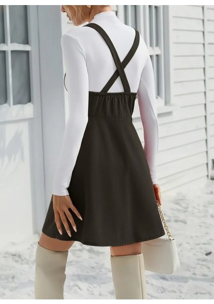 Kadın Askılı Düğmeli Mini Süet Elbise fiyatları