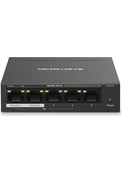 Tp-Lınk Mercusys MS105GP 5 Port 10/100/1000 4 Port Poe+ Yonetılemez Desktop Swıtch Metal Kasa