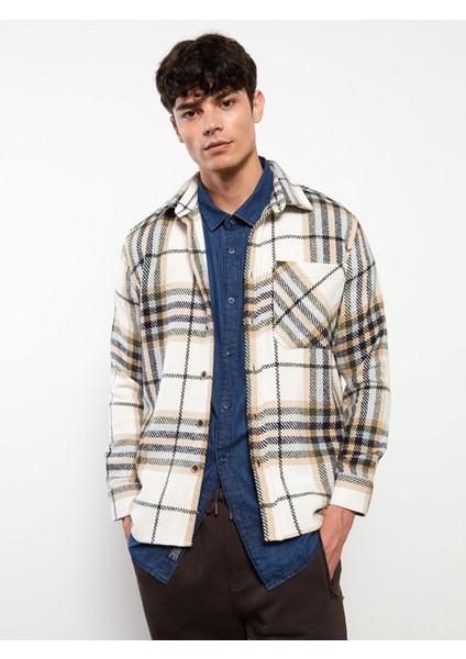 Yeni Sezon Regular Fit Uzun Kollu Ekose Erkek Gömlek Ceket