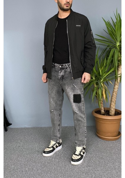 Dar Kesim Siyah Bomber Mont modelleri