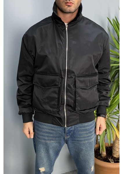 Büyük Cep Detaylı Siyah Mont fiyatları