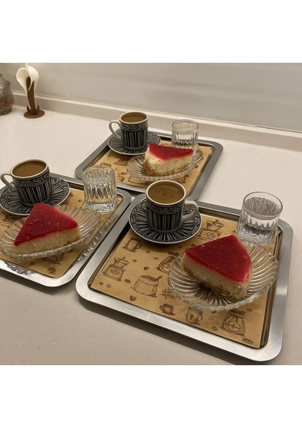 40 Adet Coffee Desenli Desen Kahve Kraft Fincan Altlığı Sunum Kağıdı modelleri