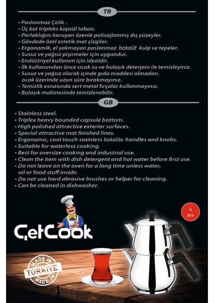 Damla Orta Boy Paslanmaz Çelik Çaydanlık Takımı 1.00L – 1.80L fiyatları