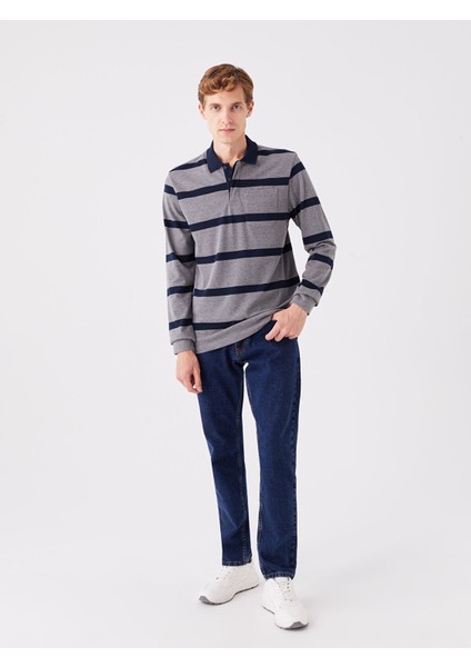 Yeni Sezon Polo Yaka Uzun Kollu Çizgili Erkek Sweatshirt modelleri