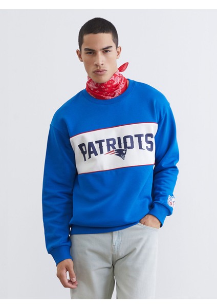 Yeni Sezon Bisiklet Yaka Baskılı Erkek Kalın Sweatshirt