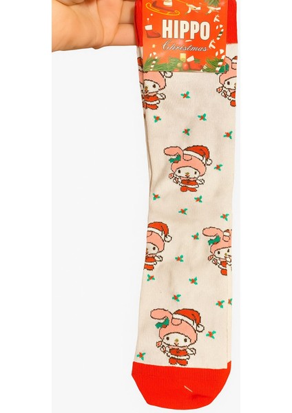 Yeni Yıl Yılbaşı Noel Figürlü Tasarım Çorap Özel Kutusunda