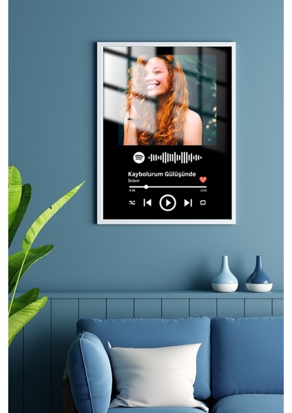 Kişiye Özel Hediyelik Spotify Müzik Kapağı Çerçeveli Metal Poster Tablo