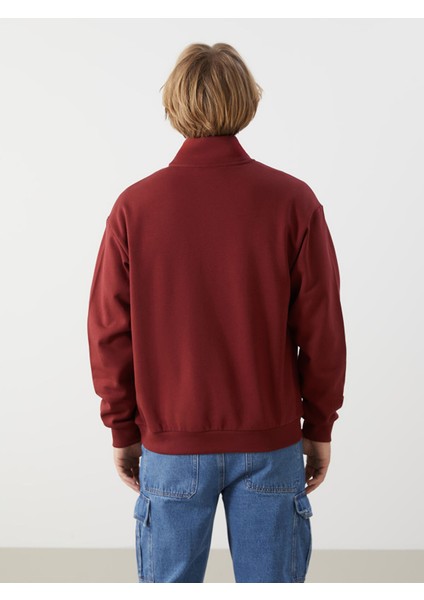 Yeni Sezon Dik Yaka Uzun Kollu Nakışlı Erkek Sweatshirt fırsatları