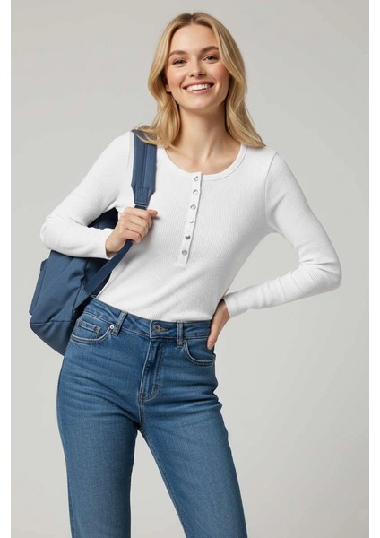 Lvsqvr Çıtçıt Detaylı Bluz Beyaz T4343 (Beden: M)