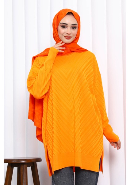 Oranj Bisiklet Yaka Soğuk İplik Triko Tunik modelleri