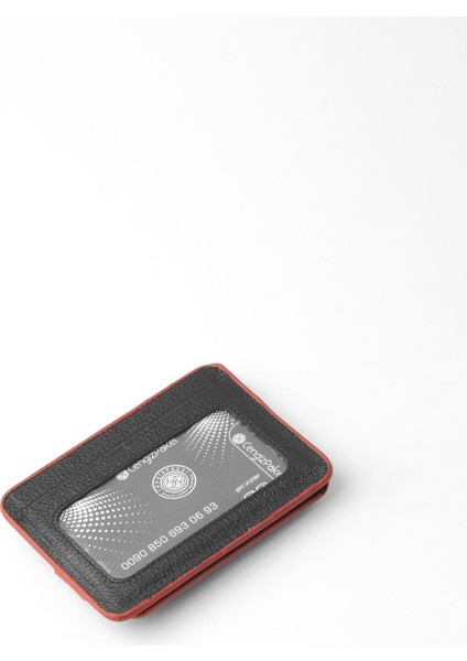 Hakiki Deri Minimalist Kartlık – 2521 - Siyah/kırmızı fırsatları