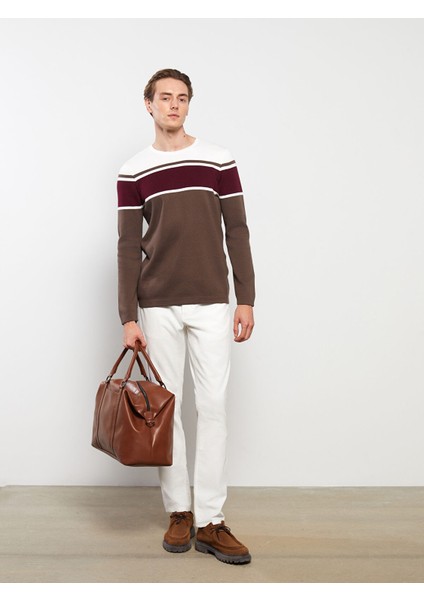 Yeni Sezon Bisiklet Yaka Uzun Kollu Renk Bloklu Erkek Triko Kazak modelleri