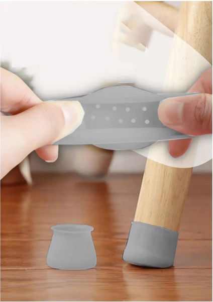 Silikonlu Sandalye Ayak Koruyucu – Sessiz ve Çiziksiz Kullanım, 4’lü Set Gri 722361