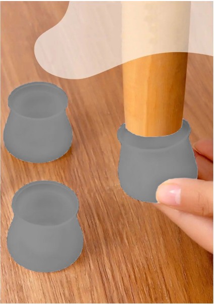 Silikonlu Sandalye Ayak Koruyucu – Sessiz ve Çiziksiz Kullanım, 4’lü Set Gri 722361