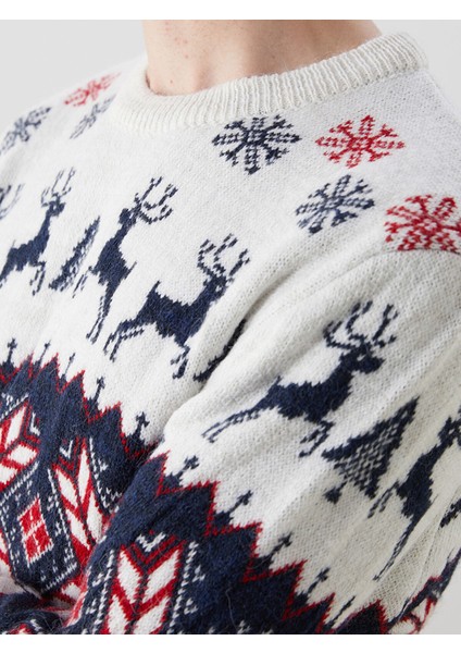 Yeni Sezon Bisiklet Yaka Uzun Kollu Yılbaşı Temalı Erkek Triko Kazak modelleri