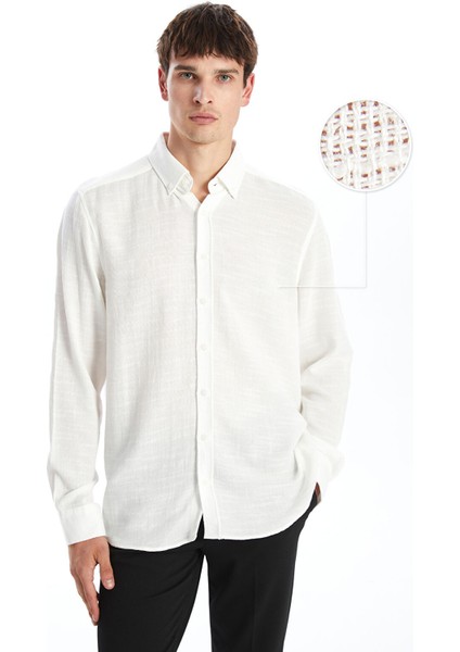 Yeni Sezon Regular Fit Uzun Kollu Armürlü Erkek Gömlek