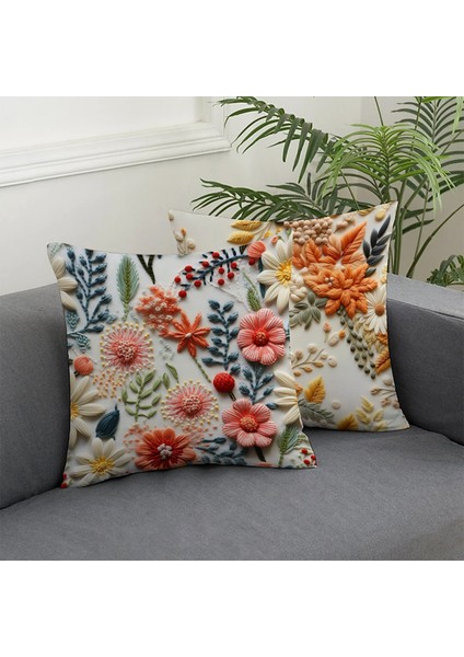 2 Li Kombin Punch Desen Çiçek Temalı Dijital Baskılı Kırlent Kılıfı fiyatları