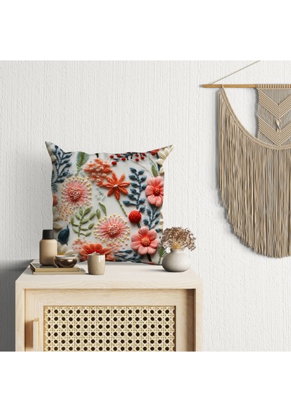 2 Li Kombin Punch Desen Çiçek Temalı Dijital Baskılı Kırlent Kılıfı modelleri