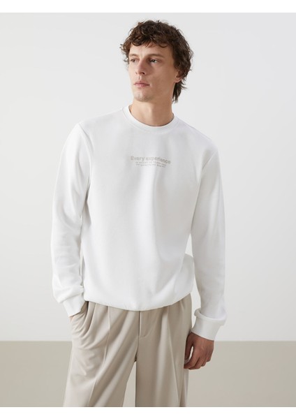 Yeni Sezon Bisiklet Yaka Baskılı Erkek Kalın Sweatshirt