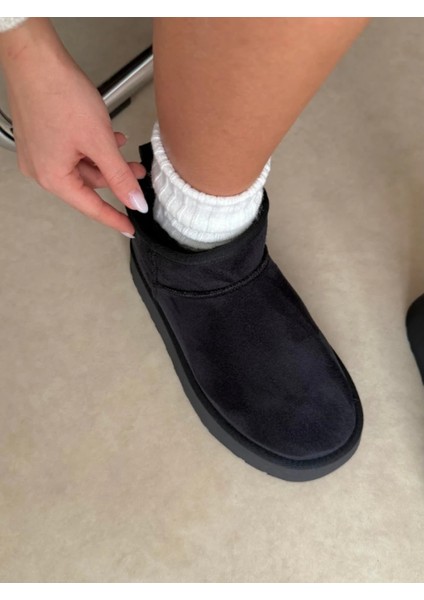 Kalın Yüksek Tabanlı Içi Kürklü Suya Dayanıklı Spor Kısa Kadın Bot Platform Taban