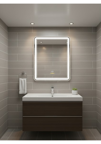 Akıllı Buhar Tutmaz Hareket Sensörlü 3 LED Işıklı Dekoratif Banyo Aynası cm