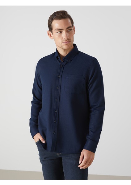 Yeni Sezon Regular Fit Uzun Kollu Armürlü Erkek Gömlek