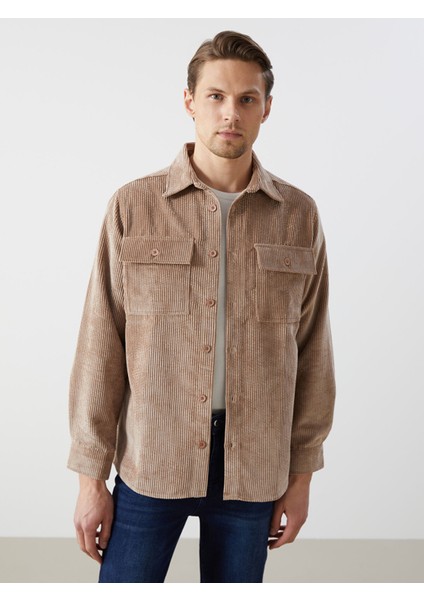 Yeni Sezon Regular Fit Uzun Kollu Kadife Erkek Gömlek